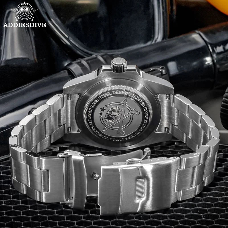 ADDIESDIVE Men's Watch Quartz Calendar Window 316L Stainless Steel Ceramic Bezel 20Bar Waterproof Luminous Watches 41mm - Sun Studio