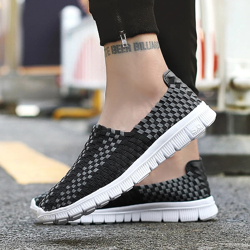 STRONGSHEN Men Shoes Summer Breathable Women Handmade Woven Shoes Couple Casual Flats Shallow Loafers Unisex Zapatos De Mujer - Sun Studio