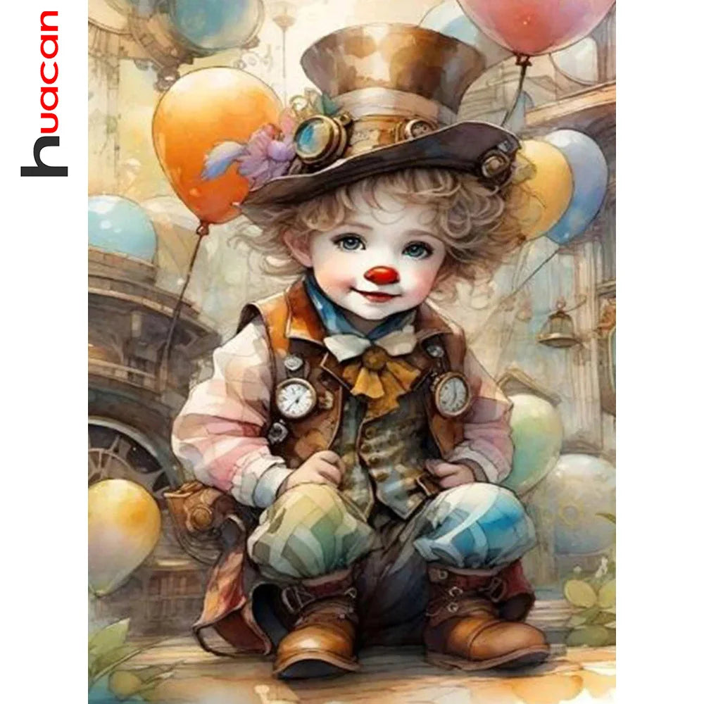 Huacan 5D DIY Diamond Painting Cartoon Diamond Embroidery Clown Cross Stitch Kit Rhinestone Pictures Home Decor - Sun Studio