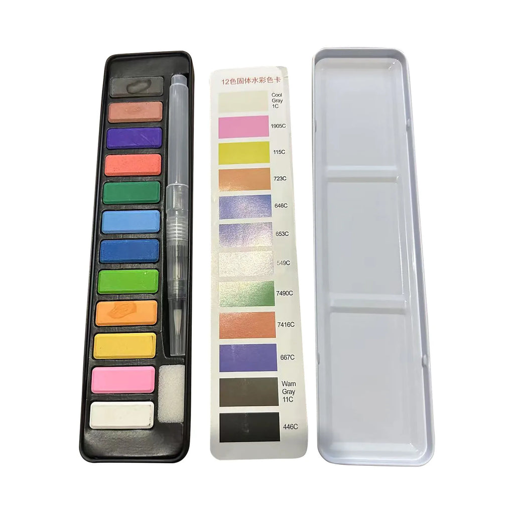Mini Watercolor Paint Set Box Portable Lightweight Travel-Sized Moisturizing Palette for Painting and Sketching - Sun Studio