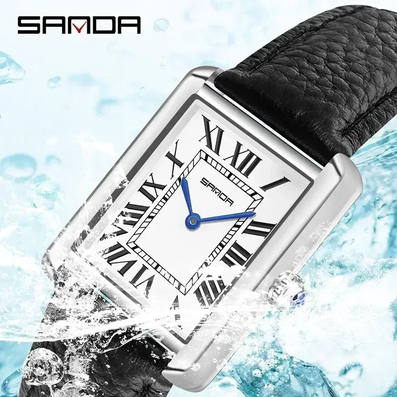 SANDA 9031/1108 Luxury Couple Quartz Watches for Men & Women, Waterproof Sport Casual Watch, Scratch Resistant Leather Strap - Sun Studio