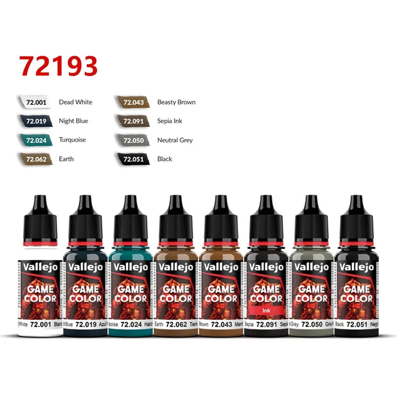 Spani AV vallejo model environmentally friendly water-based Acrylic painti set 8 * 17ml non metallic/game color wash acrylic set - Sun Studio