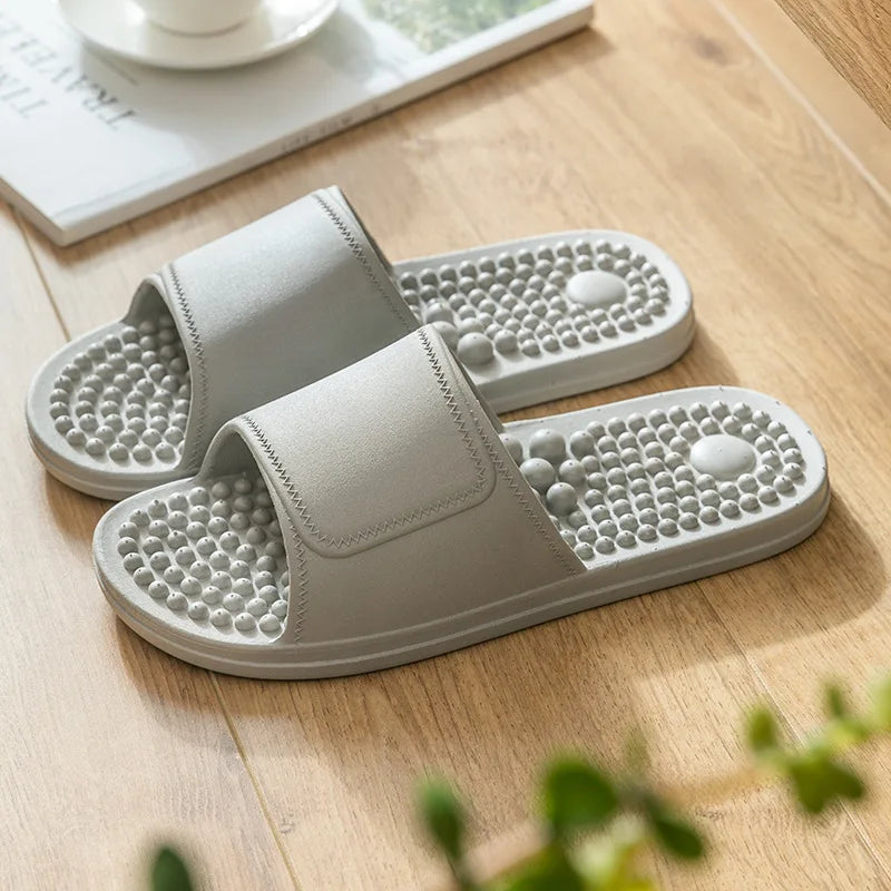 Femmes Hommes Chaussons de Massage des Pieds Intérieur Salle de Bain Antidérapants Doux Tongs Confort Plats Couples Maison Soulagement Pieds Santé Chaussures