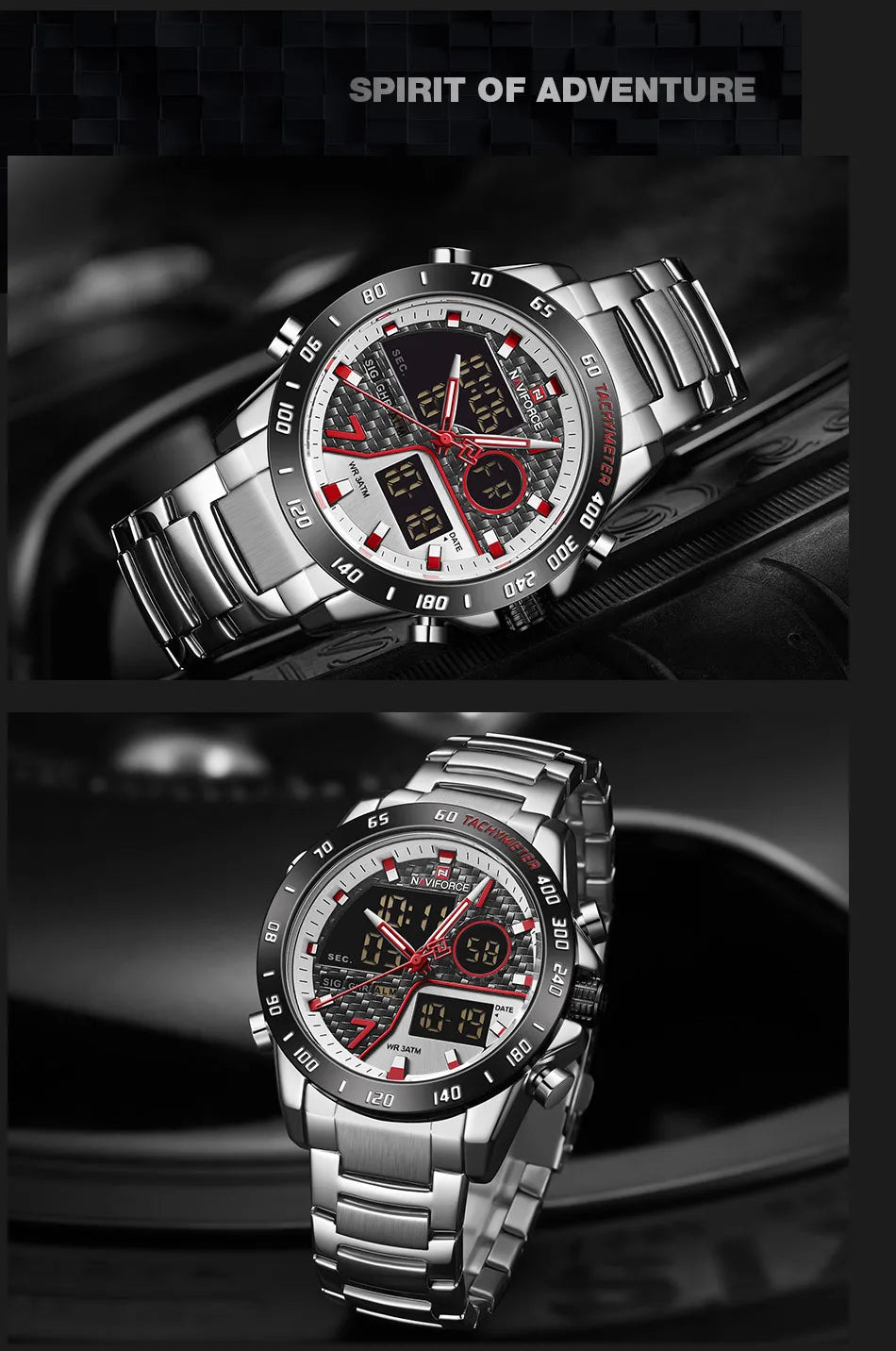 NAVIFORCE Men Digital Watch LED Sport Military Mens Quartz Wristwatch Male Luminous Waterproof Clock Watches Relogio Masculino - Sun Studio