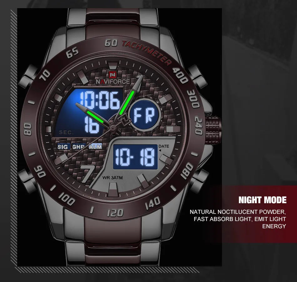 NAVIFORCE Men Digital Watch LED Sport Military Mens Quartz Wristwatch Male Luminous Waterproof Clock Watches Relogio Masculino - Sun Studio