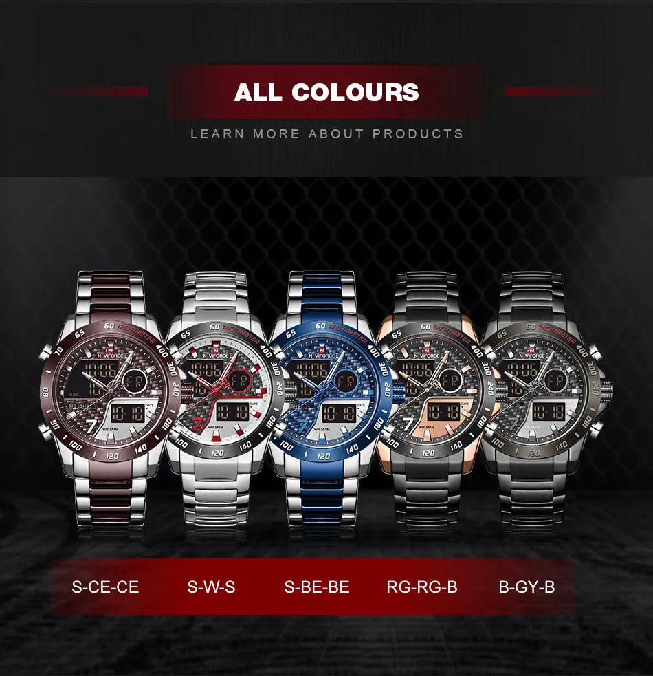 NAVIFORCE Men Digital Watch LED Sport Military Mens Quartz Wristwatch Male Luminous Waterproof Clock Watches Relogio Masculino - Sun Studio