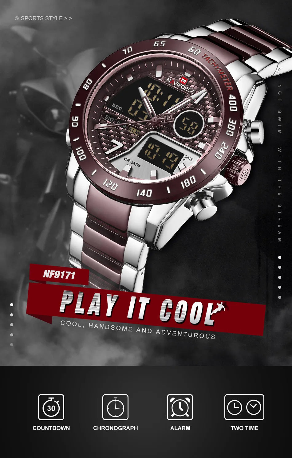 NAVIFORCE Men Digital Watch LED Sport Military Mens Quartz Wristwatch Male Luminous Waterproof Clock Watches Relogio Masculino - Sun Studio
