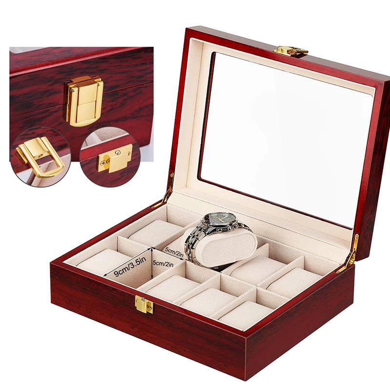 Luxury Wooden Watch Box 1/2/3/5/6/10/12 Grids Watch Organizers 6 Slots Wood Holder Boxes for Men Women  Watches Jewelry Display - Sun Studio