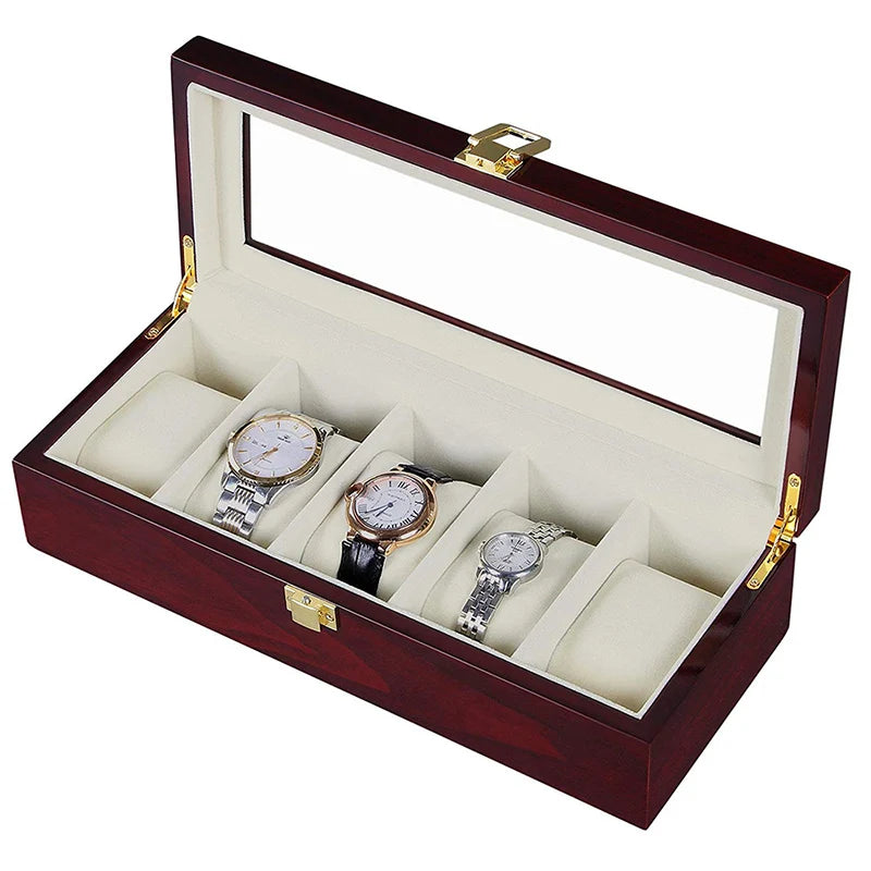 Luxury Wooden Watch Box 1/2/3/5/6/10/12 Grids Watch Organizers 6 Slots Wood Holder Boxes for Men Women  Watches Jewelry Display - Sun Studio